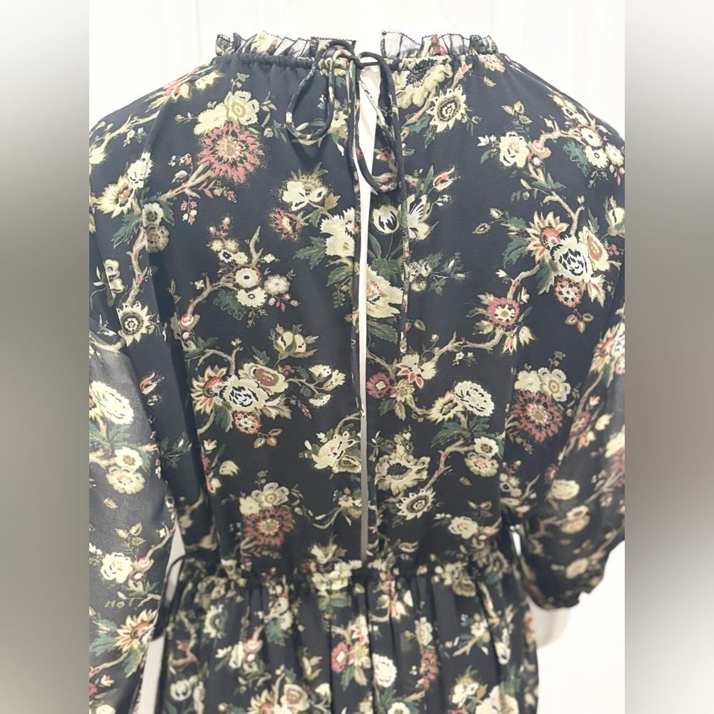 Aritzia Wilfred Lamare Ruffle Floral Mini Dress Open Back Peasant Prairie Sz XS - Picture 13 of 16
